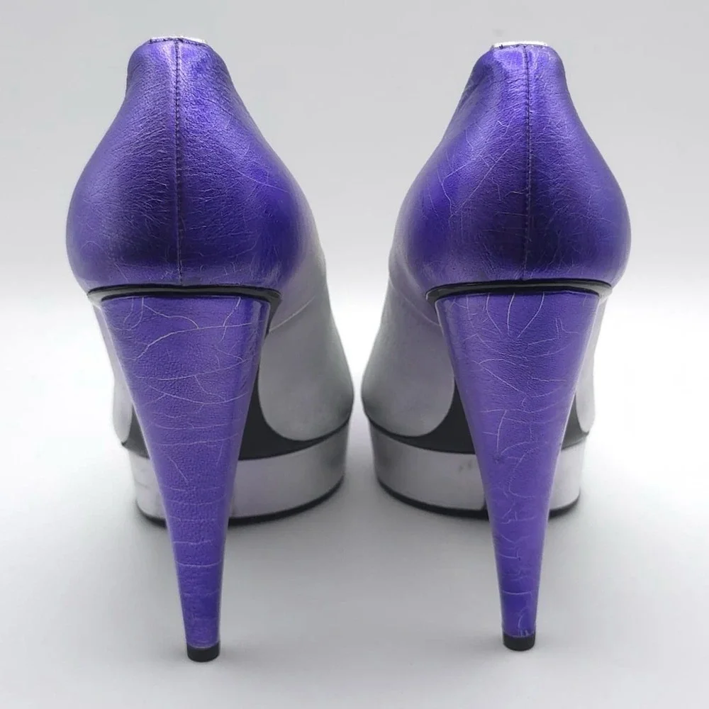 TOM FORD Size EU 39 Ombré‎ Cone Heel Platform Pumps Cone Silver Mauve Women's